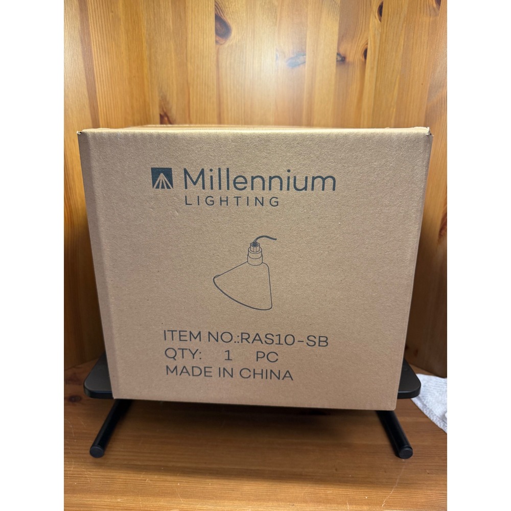 Millennium Lighting RAS10-SB R-Series 10" Black Metal Shade 200W New in Box